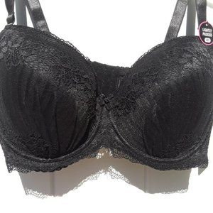 Rene Rofe Lingerie Black Lace Sz 38D Lightly Padded Bra with Underwire